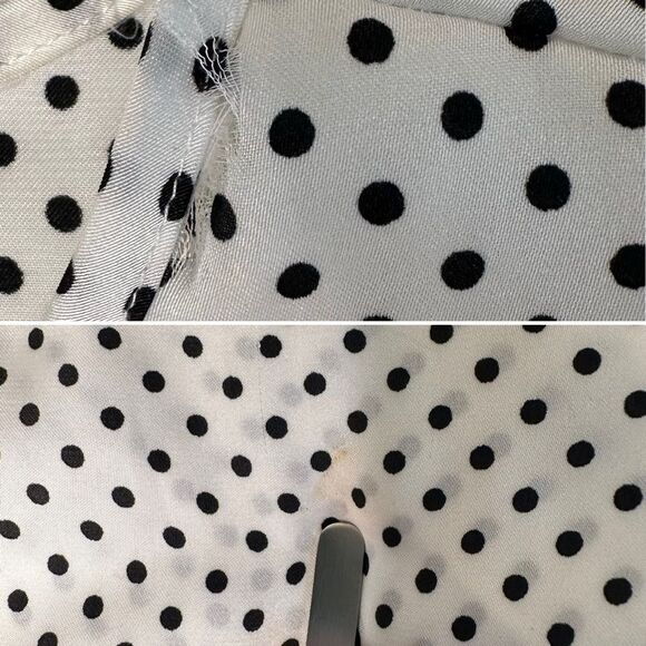 Michael Michael Kors Polka Dot Blouse Vintage-Inspired Chic Smocked Hem Large - Picture 7 of 11